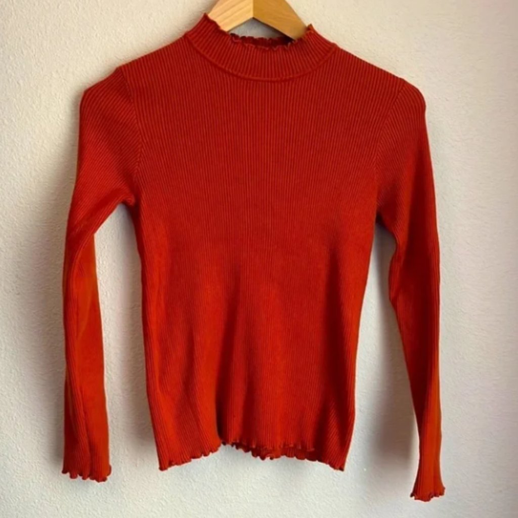 Burnt Orange Long Sleeve Mock Turtleneck Lush Size M